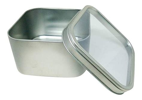 small steel box with lid|square metal container with lid.